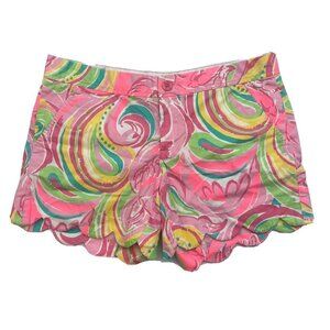 Lilly Pulitzer Womens Buttercup Shorts Size 2 Neon Pink Green All Nighter Print